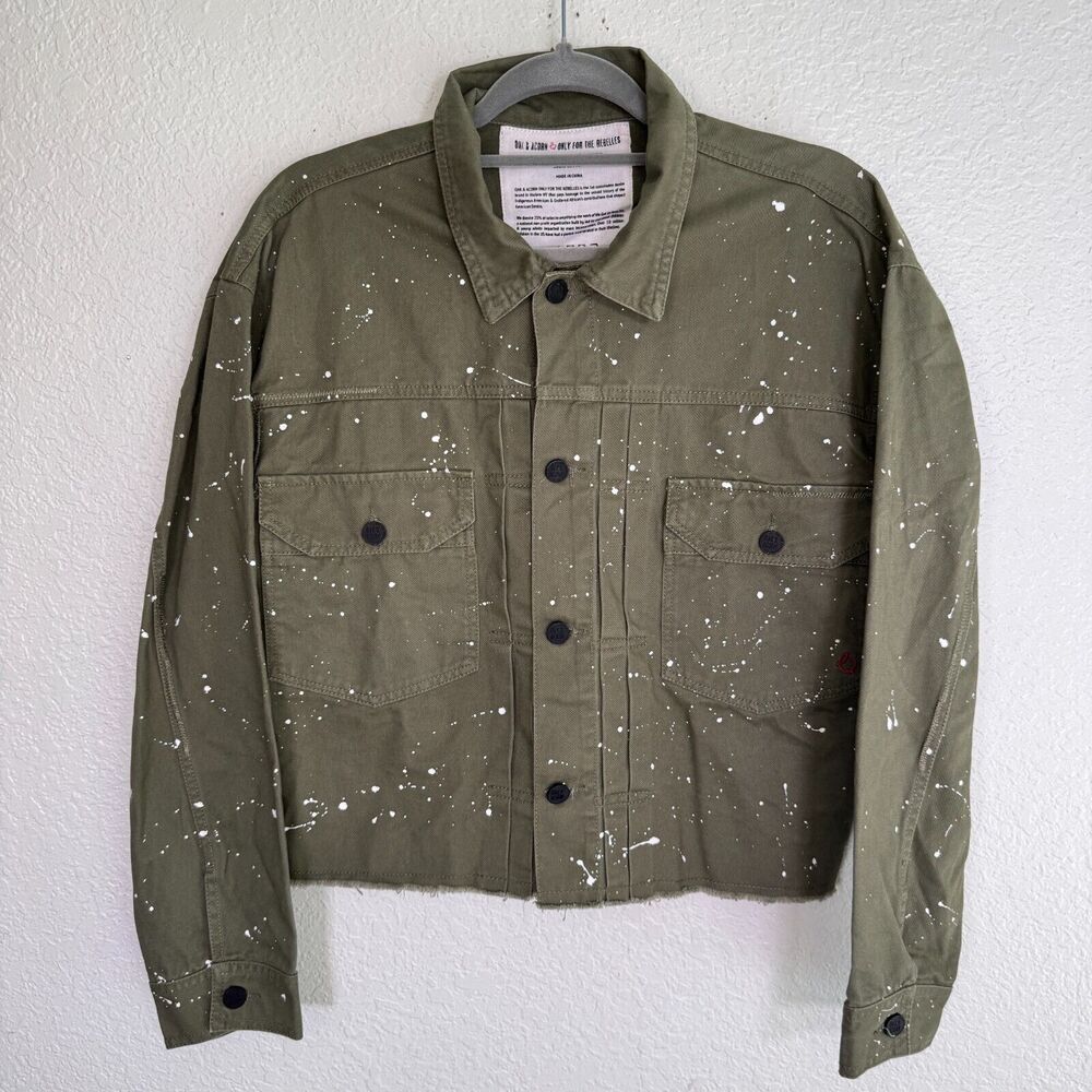 Oak & Acorn Jacket Womens Small Painter Cropped Cut Off Shacket Paint Splatter